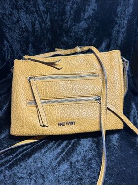 Nine West Mustard Pebbled Crossbody Bag